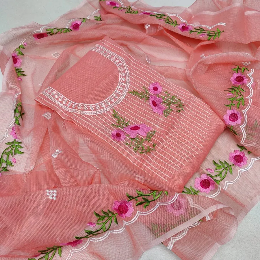 Exclusive Kota Doria Unstitched Dress Material with Dupatta – Lightweight, Elegant & Handcrafted Ethnic Wear for Women